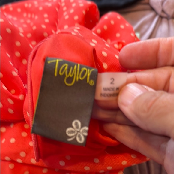 Taylor orange/red Polka Dot Halter Dress- worn twice - Picture 7 of 8
